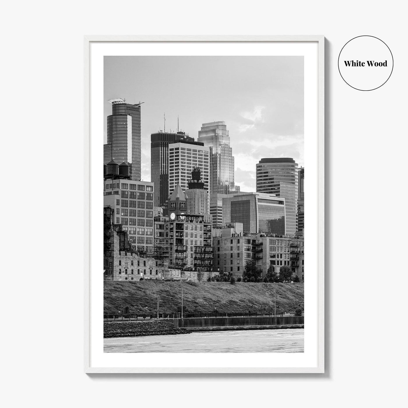 Minneapolis Skyline Black and White Fine Art Photo Print, Stone Arch Bridge Minnesota Poster