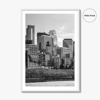 Minneapolis Skyline Black and White Fine Art Photo Print, Stone Arch Bridge Minnesota Poster