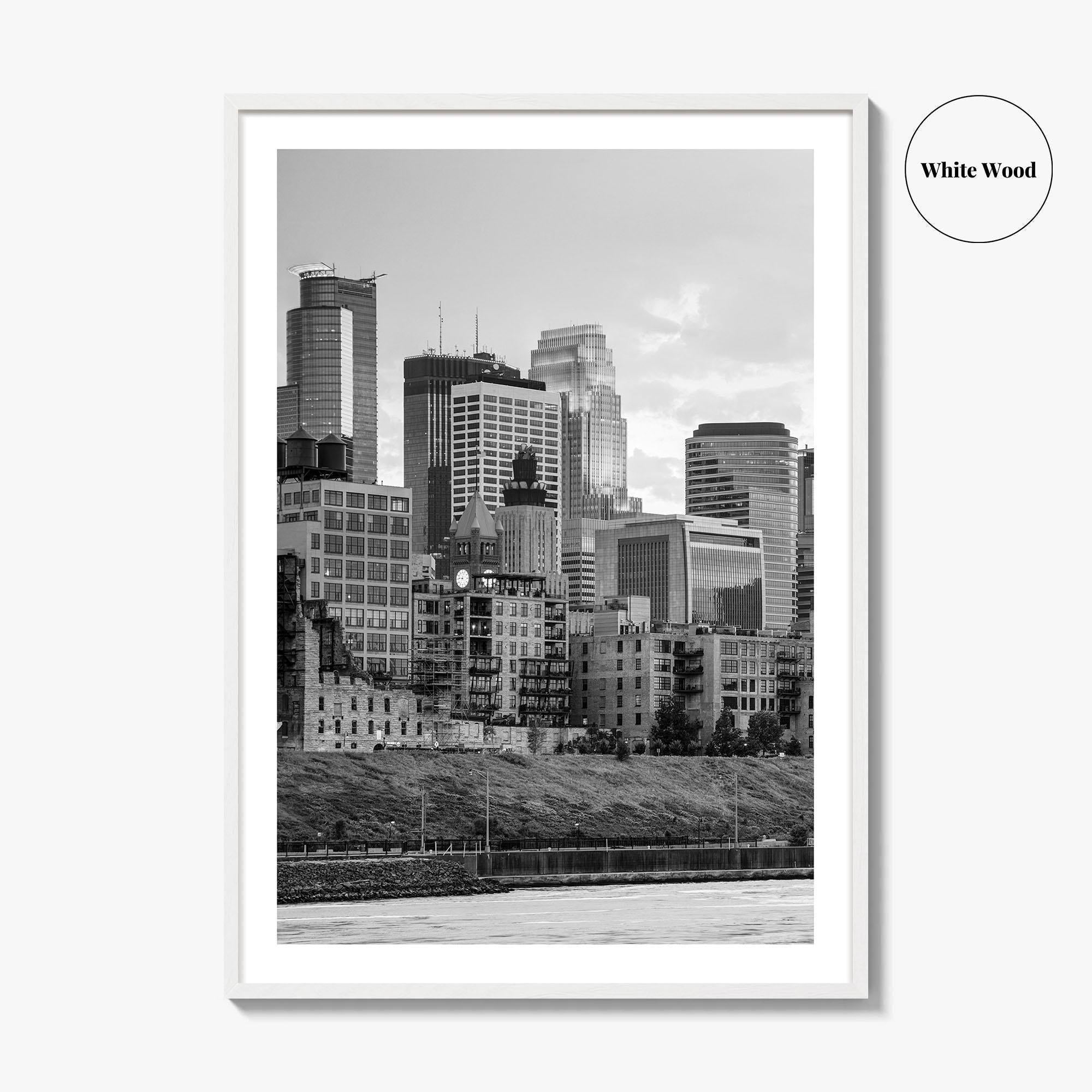 Minneapolis Skyline Black and White Fine Art Photo Print, Stone Arch Bridge Minnesota Poster