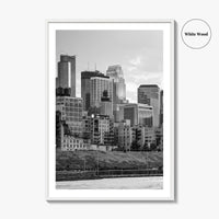 Minneapolis Skyline Black and White Fine Art Photo Print, Stone Arch Bridge Minnesota Poster
