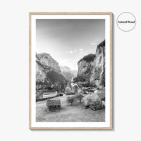 Lauterbrunnen Black and White Fine Art Photo Print, Staubbach Waterfall Swiss Alps Poster