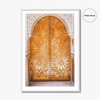Marrakesh Golden Fine Art Photo Print, Marrakech Morocco Ornate Medina Door, Poster, North Africa