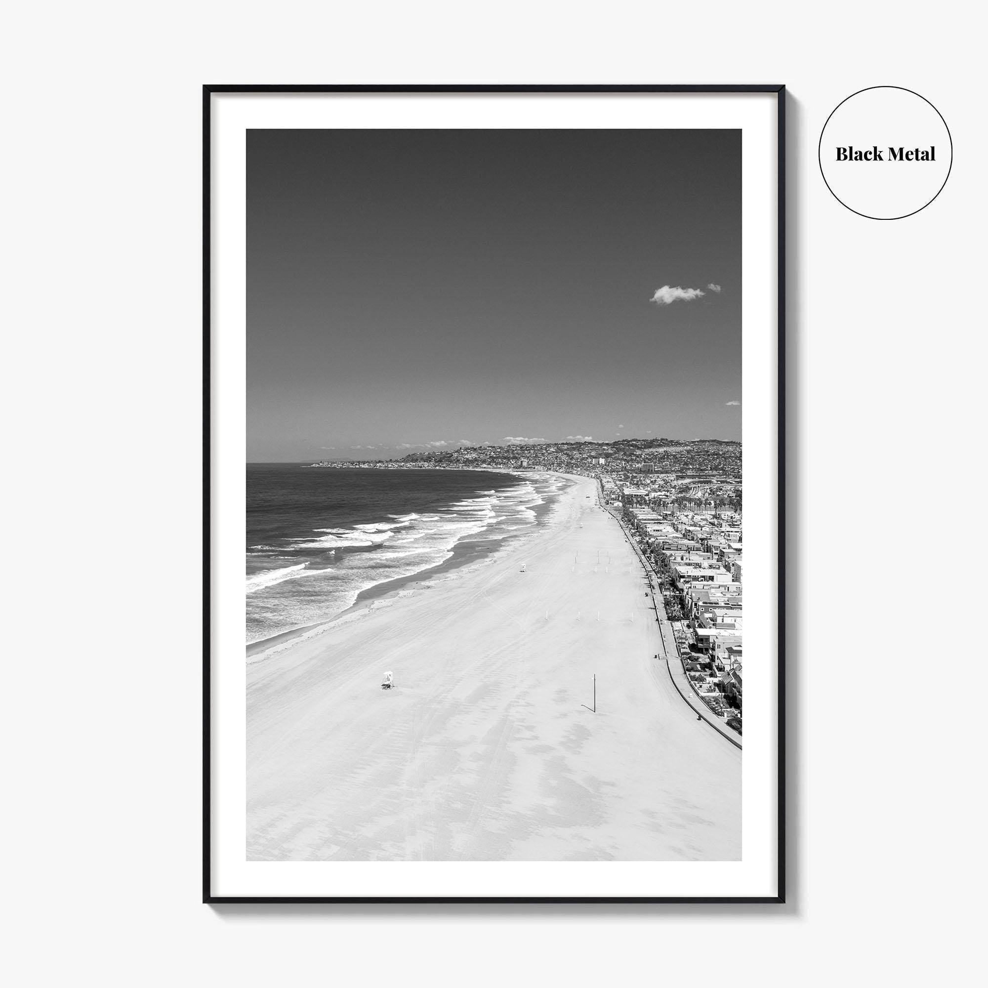 Mission Beach Black and White Fine Art Photo Print, San Diego Poster, California Poster