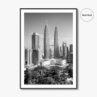 Kuala Lumpur Skyline Black and White Fine Art Photo Print, Malaysia Poster