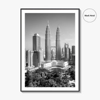 Kuala Lumpur Skyline Black and White Fine Art Photo Print, Malaysia Poster