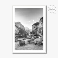 Lauterbrunnen Black and White Fine Art Photo Print, Staubbach Waterfall Swiss Alps Poster