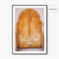Marrakesh Golden Fine Art Photo Print, Marrakech Morocco Ornate Medina Door, Poster, North Africa