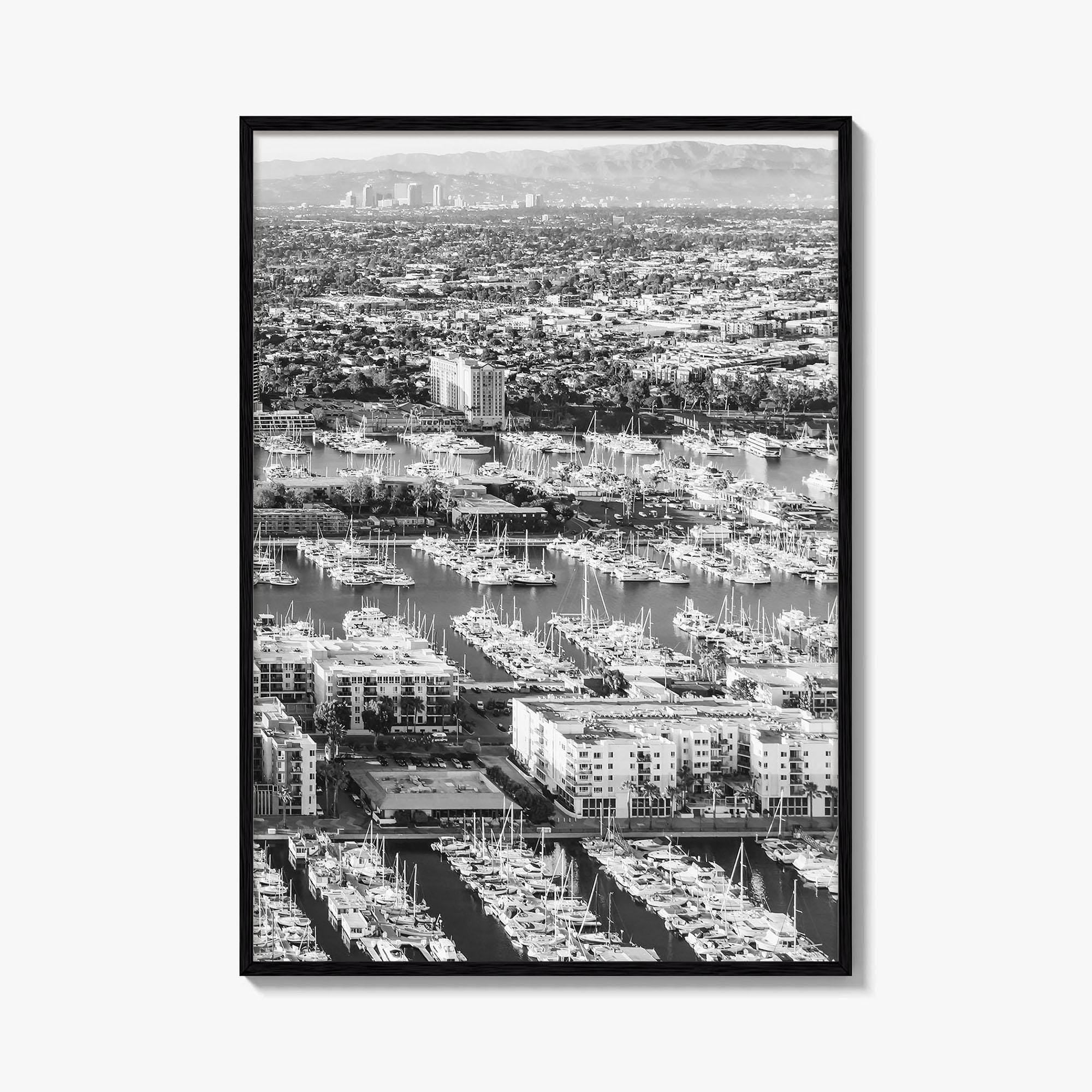 Marina del Rey Black and White Fine Art Photo Print, Los Angeles Poster
