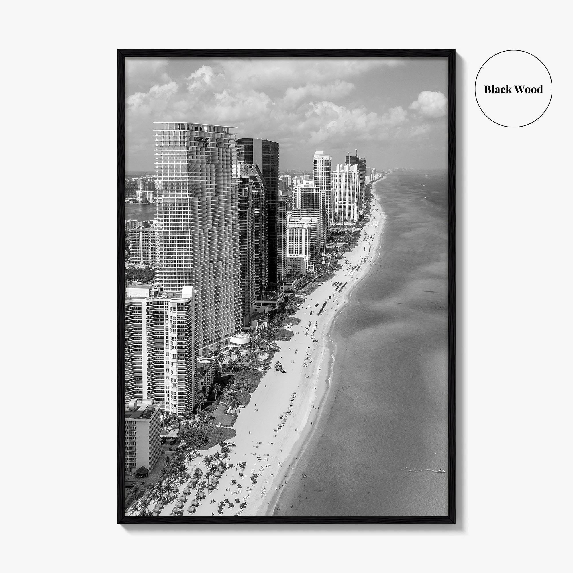 Miami Black and White Fine Art Photo Print, South Beach Florida Poster