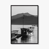 Luang Prabang Black and White Fine Art Photo Print, Mekong River Laos Poster