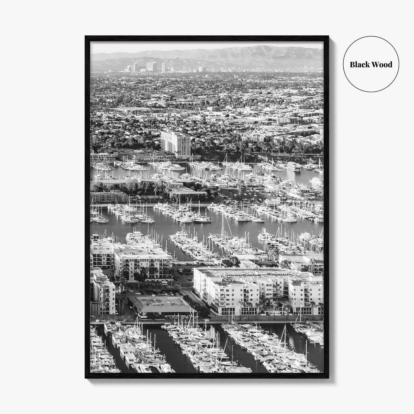 Marina del Rey Black and White Fine Art Photo Print, Los Angeles Poster