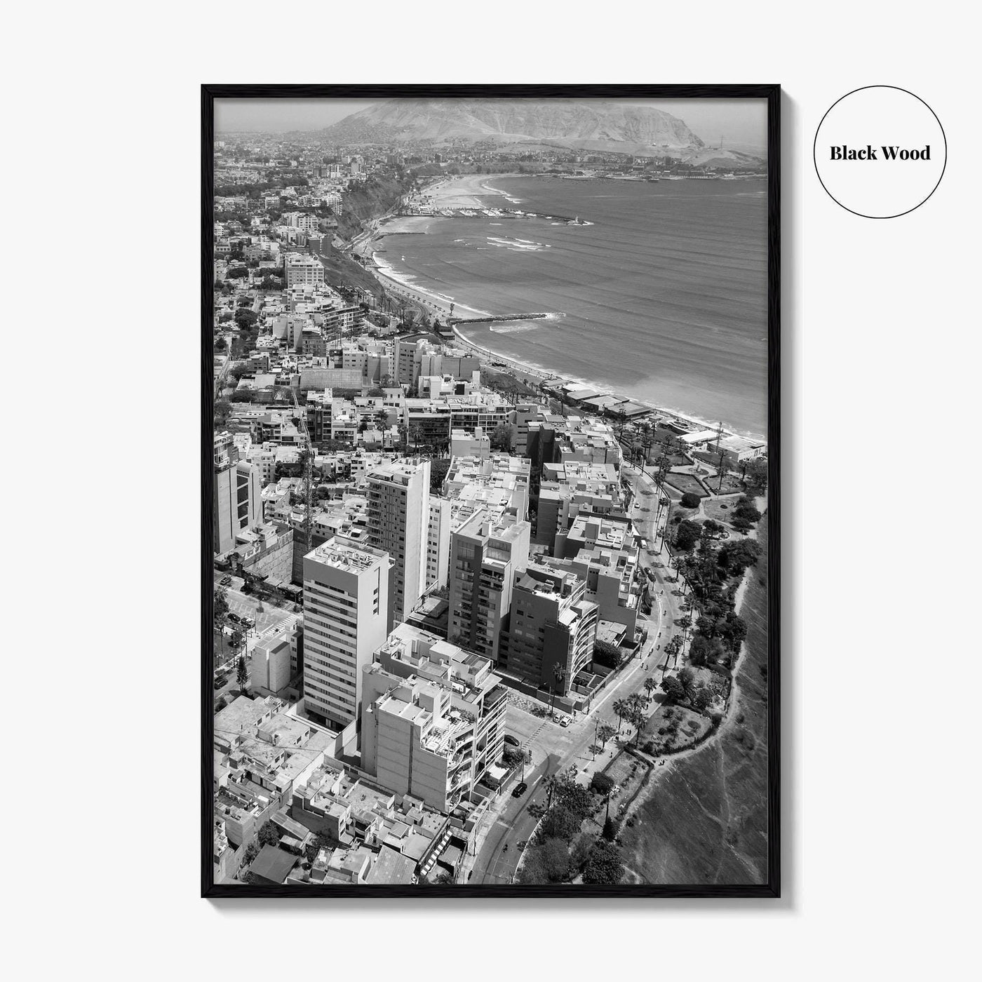 Lima Black and White Fine Art Photo Print, Miraflores Peru Poster