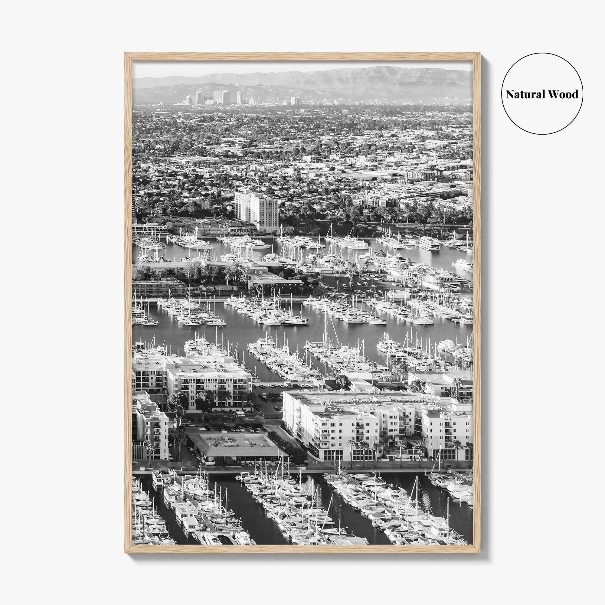 Marina del Rey Black and White Fine Art Photo Print, Los Angeles Poster