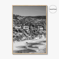 Laguna Beach Black and White Fine Art Photo Print, Crescent Bay California Poster