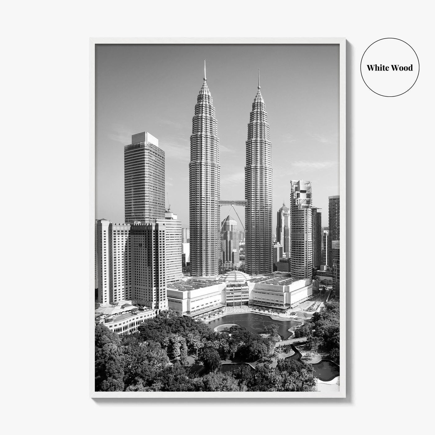 Kuala Lumpur Skyline Black and White Fine Art Photo Print, Malaysia Poster