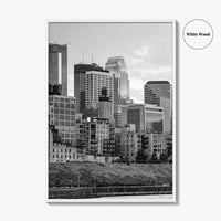 Minneapolis Skyline Black and White Fine Art Photo Print, Stone Arch Bridge Minnesota Poster