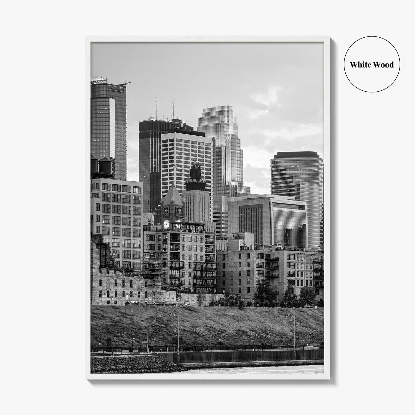Minneapolis Skyline Black and White Fine Art Photo Print, Stone Arch Bridge Minnesota Poster