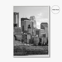 Minneapolis Skyline Black and White Fine Art Photo Print, Stone Arch Bridge Minnesota Poster