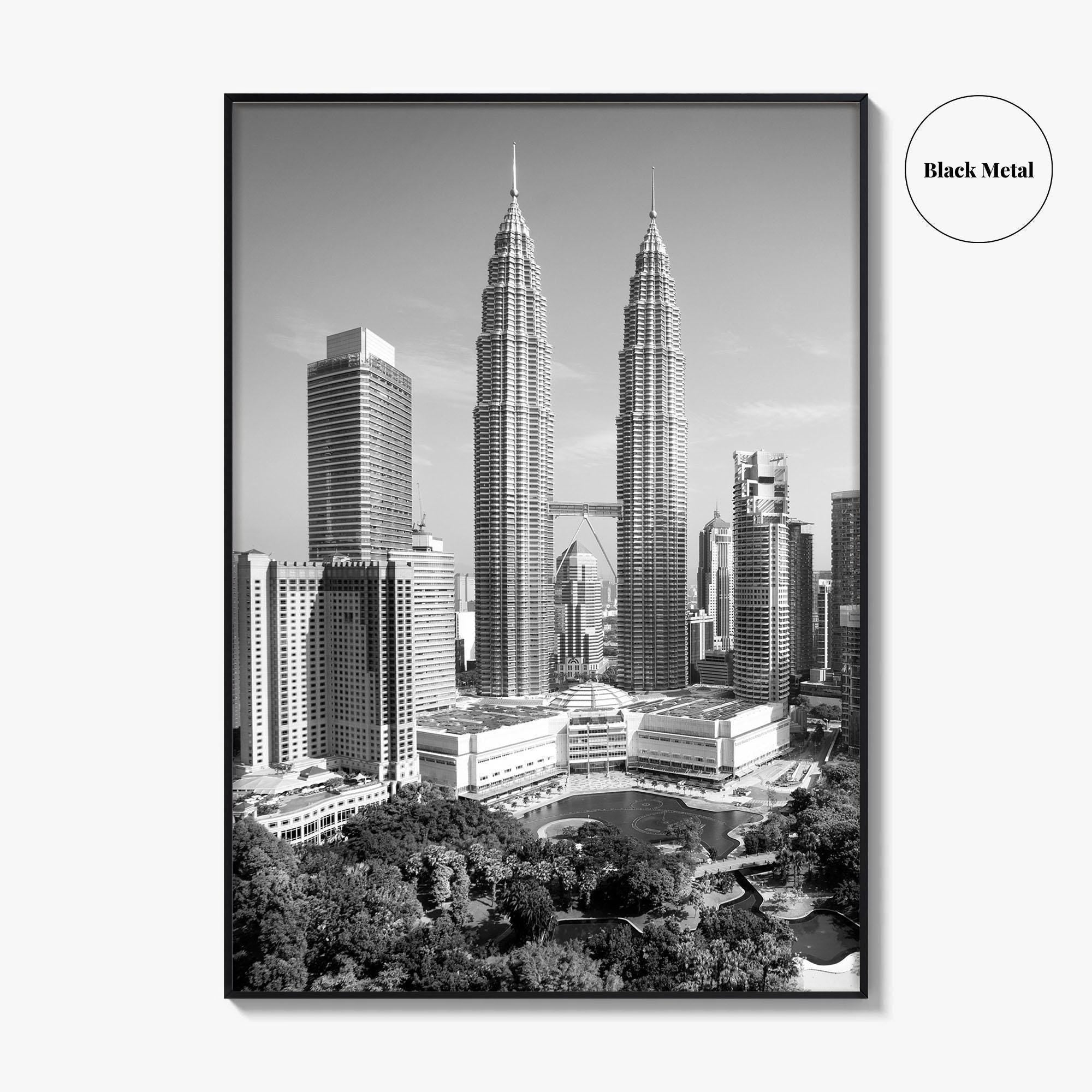 Kuala Lumpur Skyline Black and White Fine Art Photo Print, Malaysia Poster