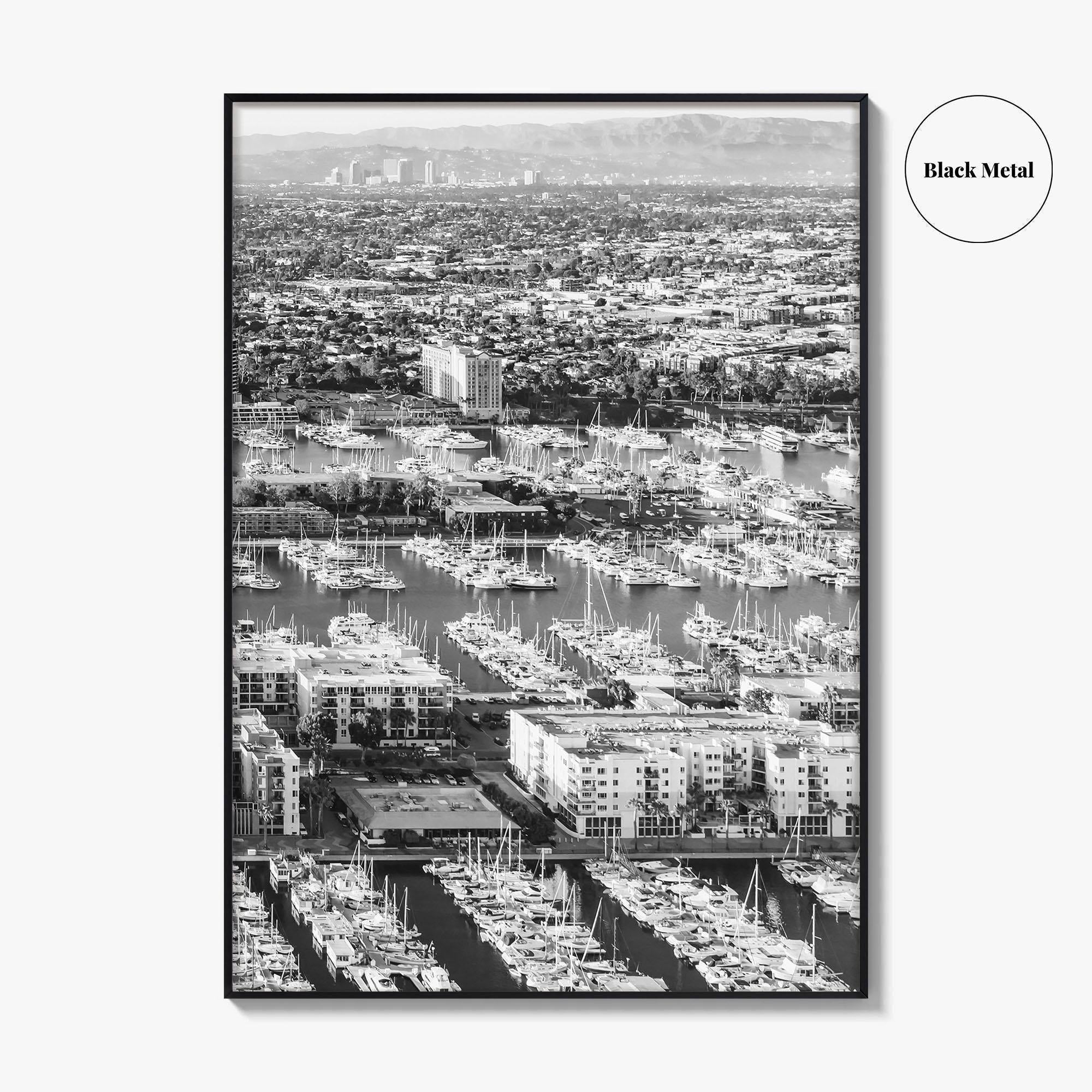 Marina del Rey Black and White Fine Art Photo Print, Los Angeles Poster