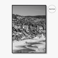 Laguna Beach Black and White Fine Art Photo Print, Crescent Bay California Poster