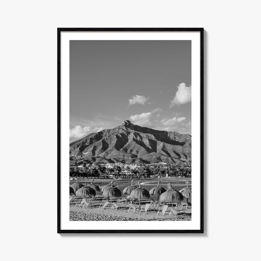 Marbella Black and White Fine Art Photo Print, Mountain View Panoramic, Malaga Spain Poster