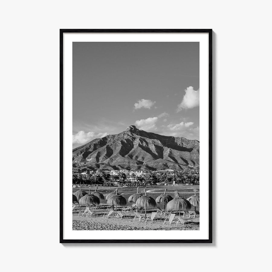 Marbella Black and White Fine Art Photo Print, Mountain View Panoramic, Malaga Spain Poster