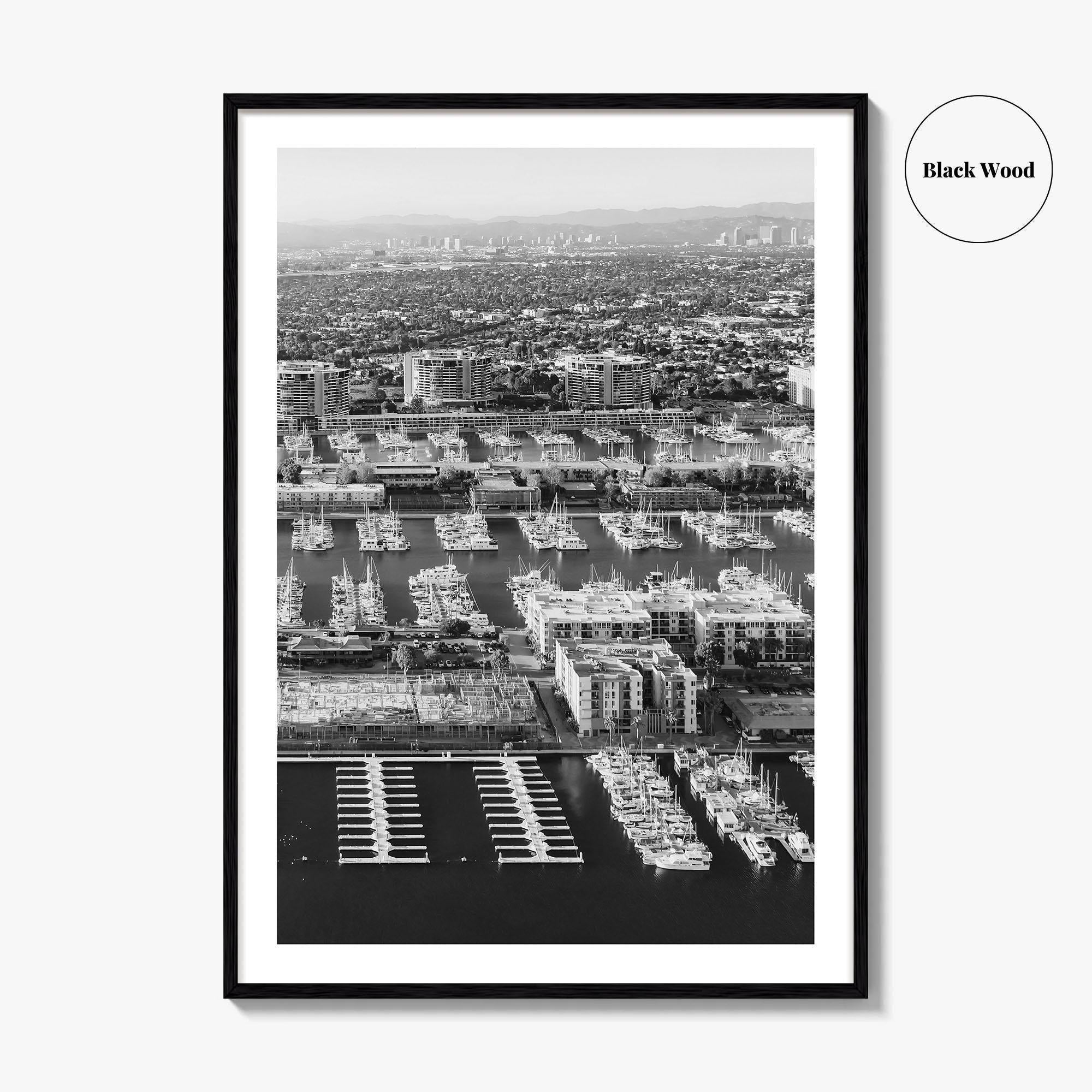 Marina Del Rey Black and White Fine Art Photo Print, Los Angeles California Poster