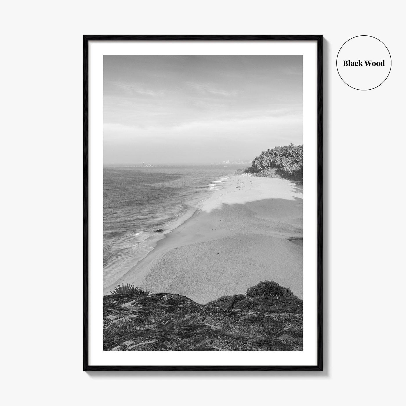 Kerala Black and White Fine Art Photo Print, Kovalam Beach, India Poster