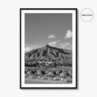 Marbella Black and White Fine Art Photo Print, Mountain View Panoramic, Malaga Spain Poster