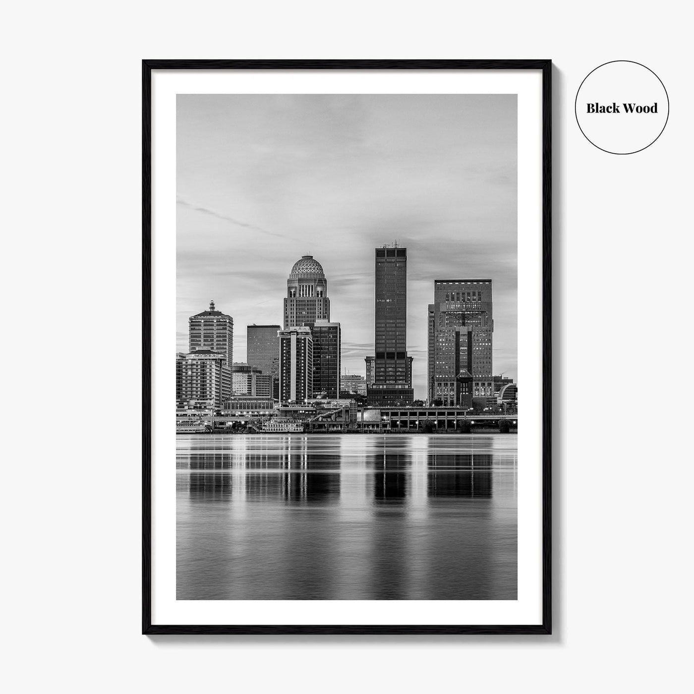 Louisville Skyline Black and White Fine Art Photo Print, Kentucky, USA, Wall Decor Poster