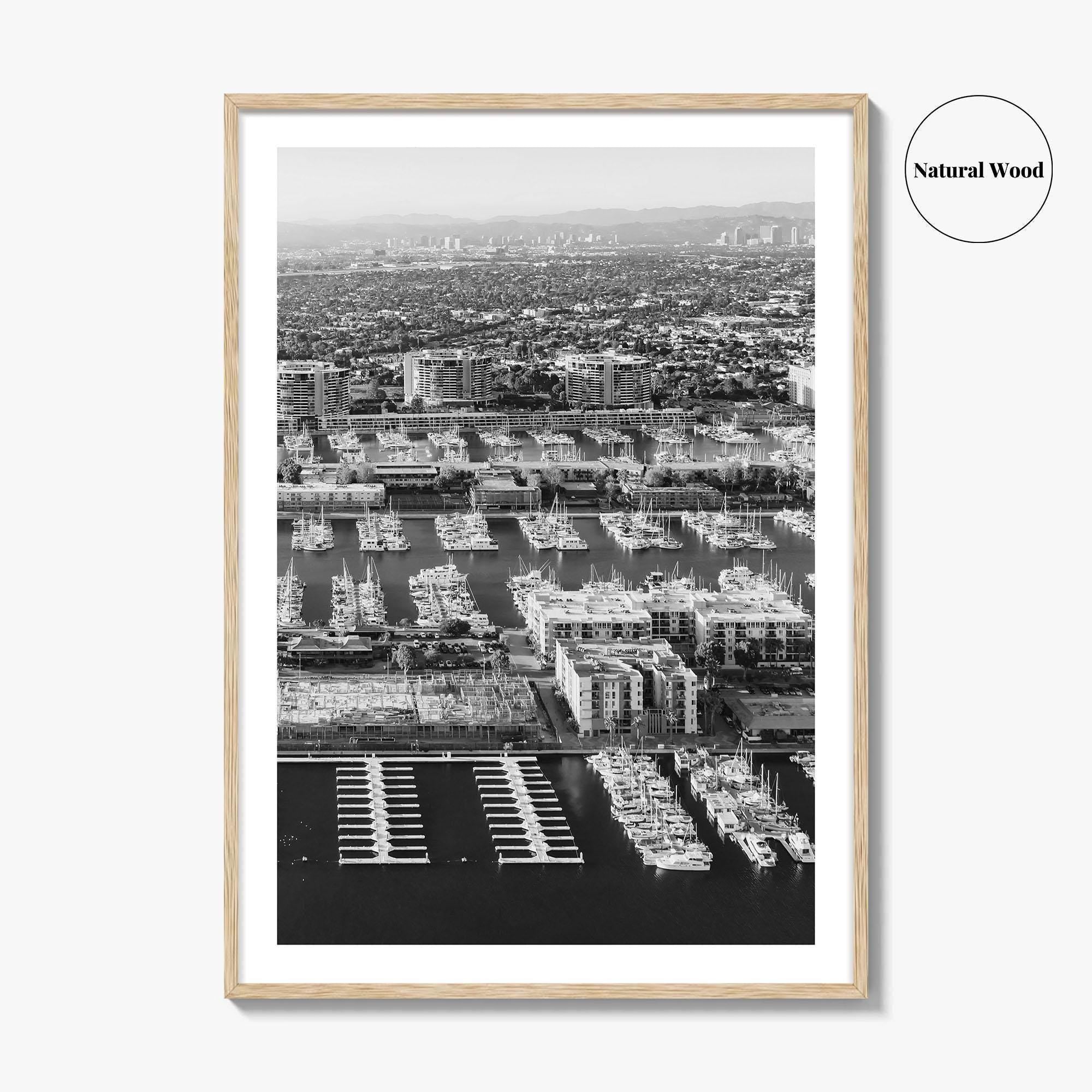 Marina Del Rey Black and White Fine Art Photo Print, Los Angeles California Poster