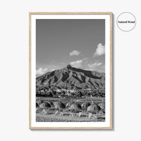 Marbella Black and White Fine Art Photo Print, Mountain View Panoramic, Malaga Spain Poster