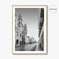 Merida Black and White Fine Art Photo Print, Mexico Cathedral Yucatan Poster