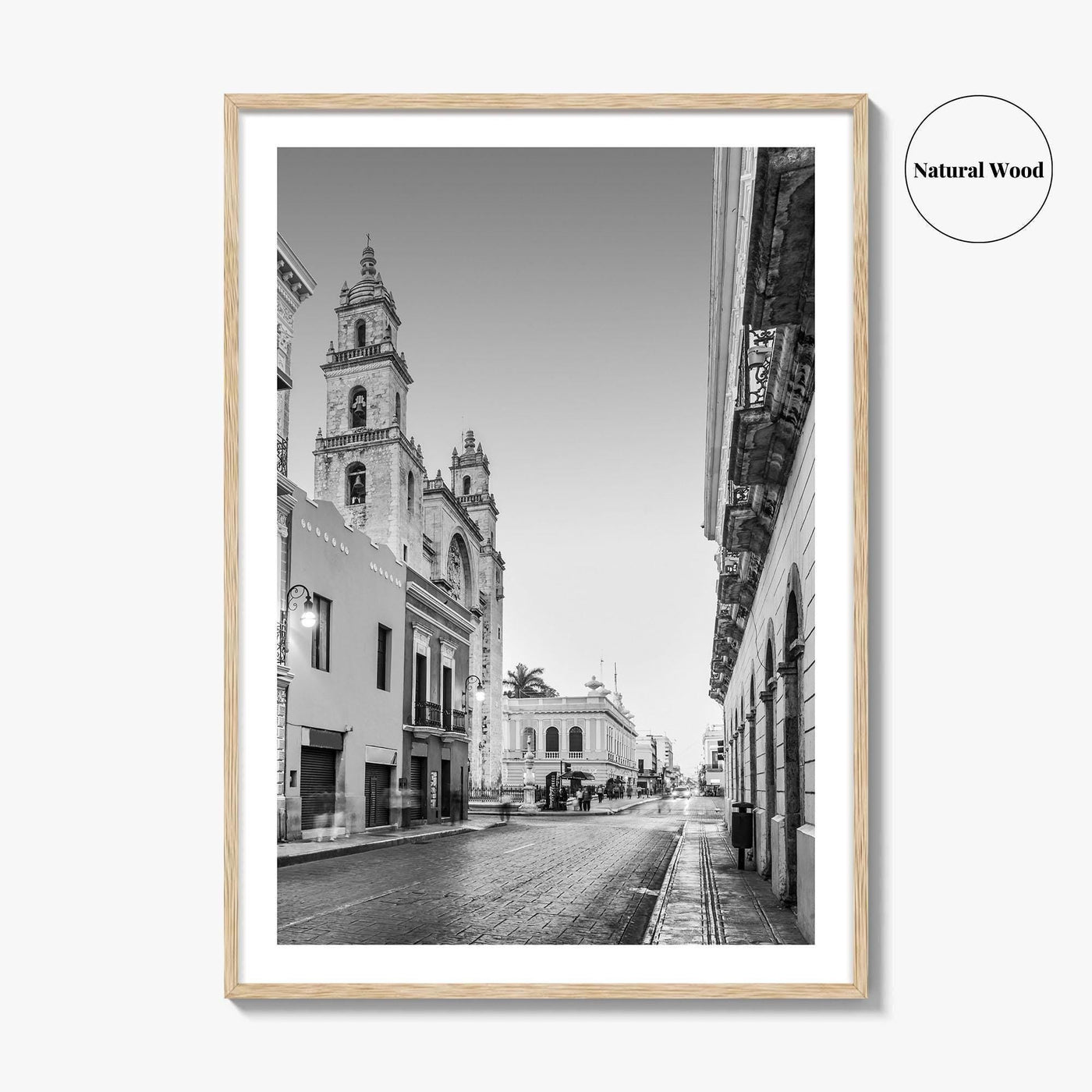 Merida Black and White Fine Art Photo Print, Mexico Cathedral Yucatan Poster