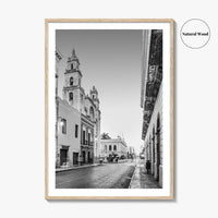 Merida Black and White Fine Art Photo Print, Mexico Cathedral Yucatan Poster