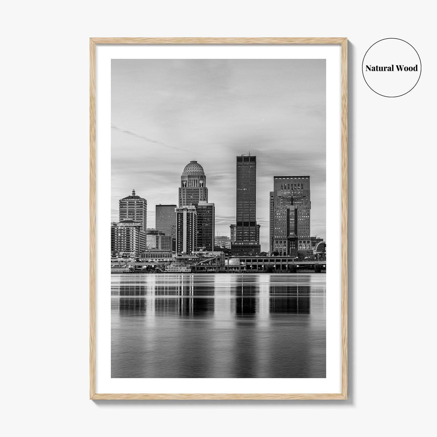 Louisville Skyline Black and White Fine Art Photo Print, Kentucky, USA, Wall Decor Poster