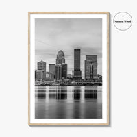 Louisville Skyline Black and White Fine Art Photo Print, Kentucky, USA, Wall Decor Poster