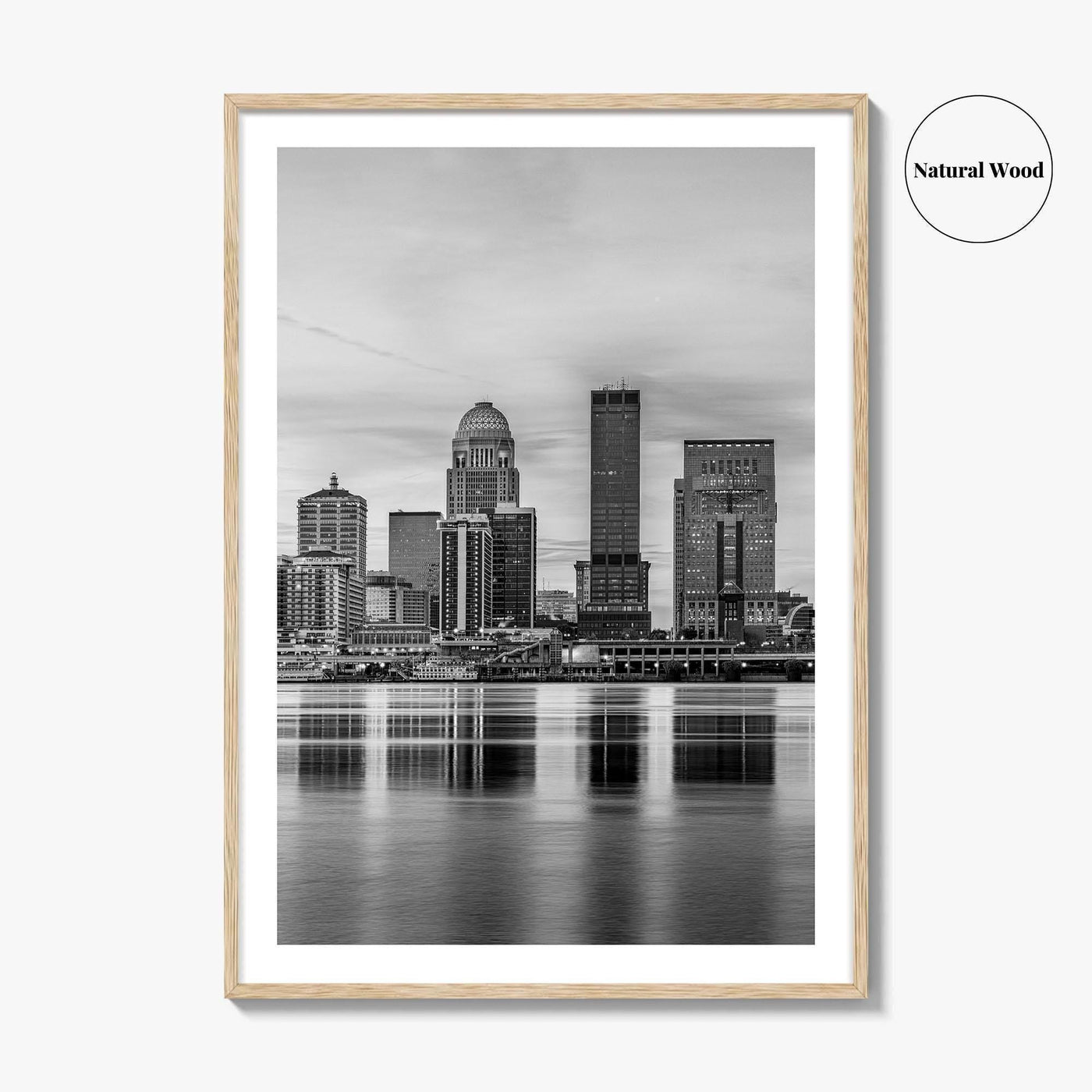 Louisville Skyline Black and White Fine Art Photo Print, Kentucky, USA, Wall Decor Poster