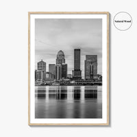 Louisville Skyline Black and White Fine Art Photo Print, Kentucky, USA, Wall Decor Poster