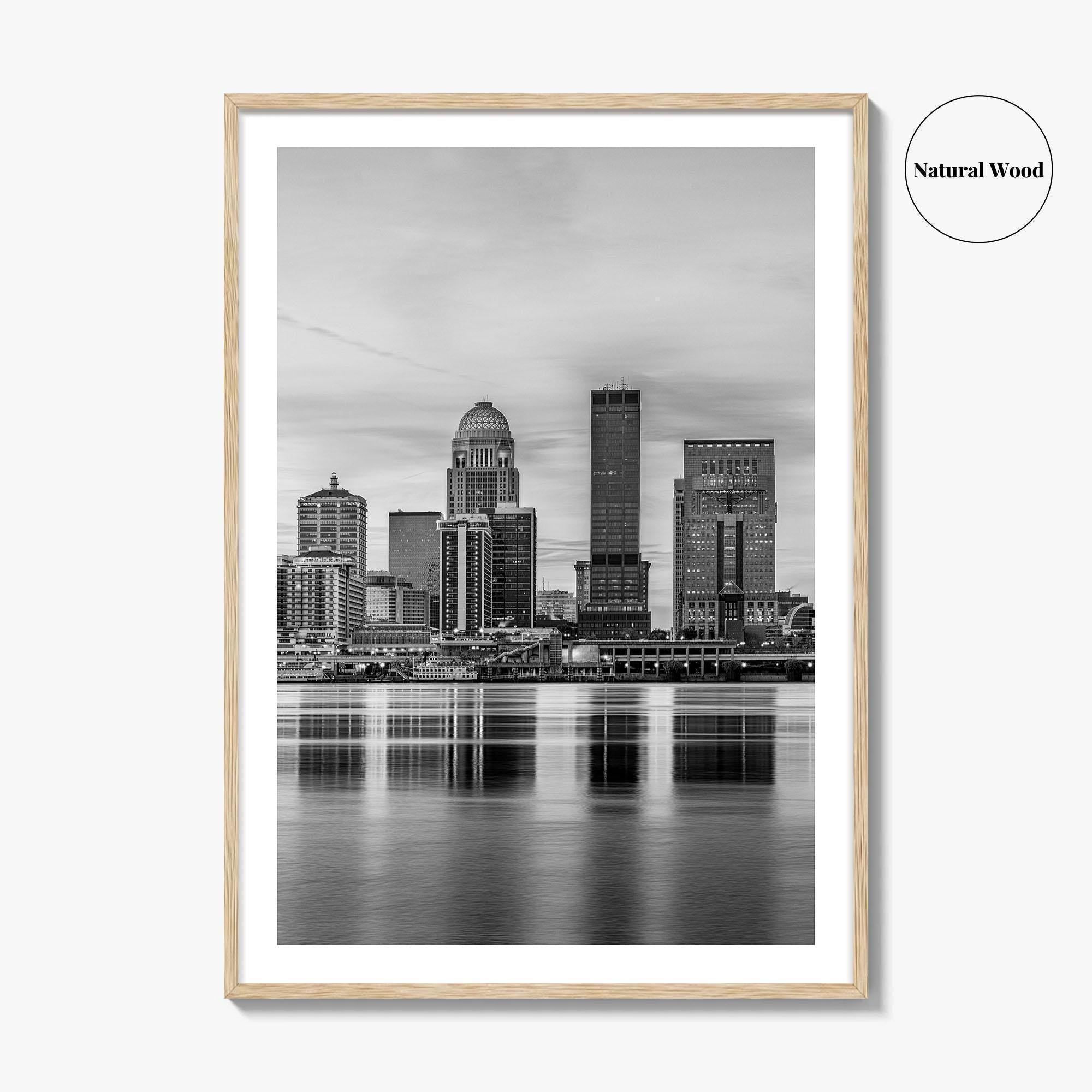 Louisville Skyline Black and White Fine Art Photo Print, Kentucky, USA, Wall Decor Poster