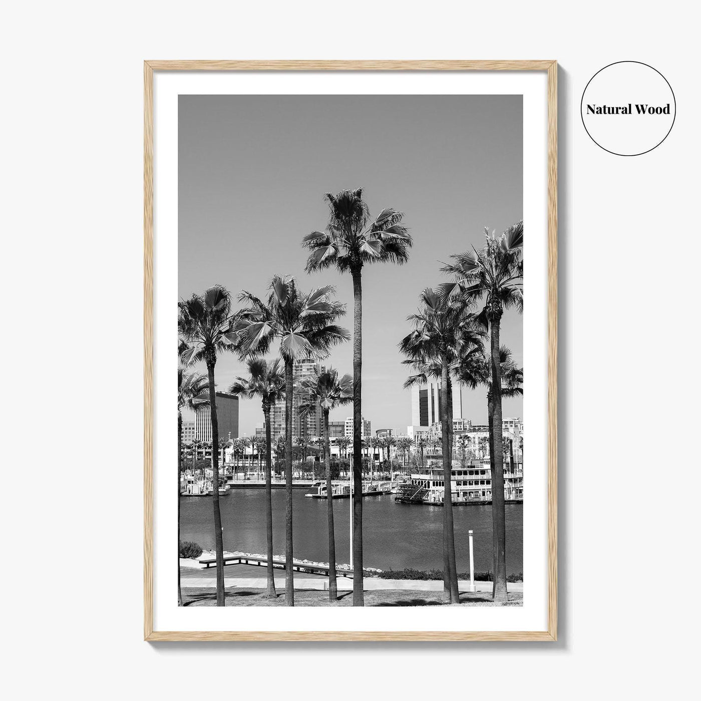 Long Beach Skyline Black and White Fine Art Photo Print, California Poster