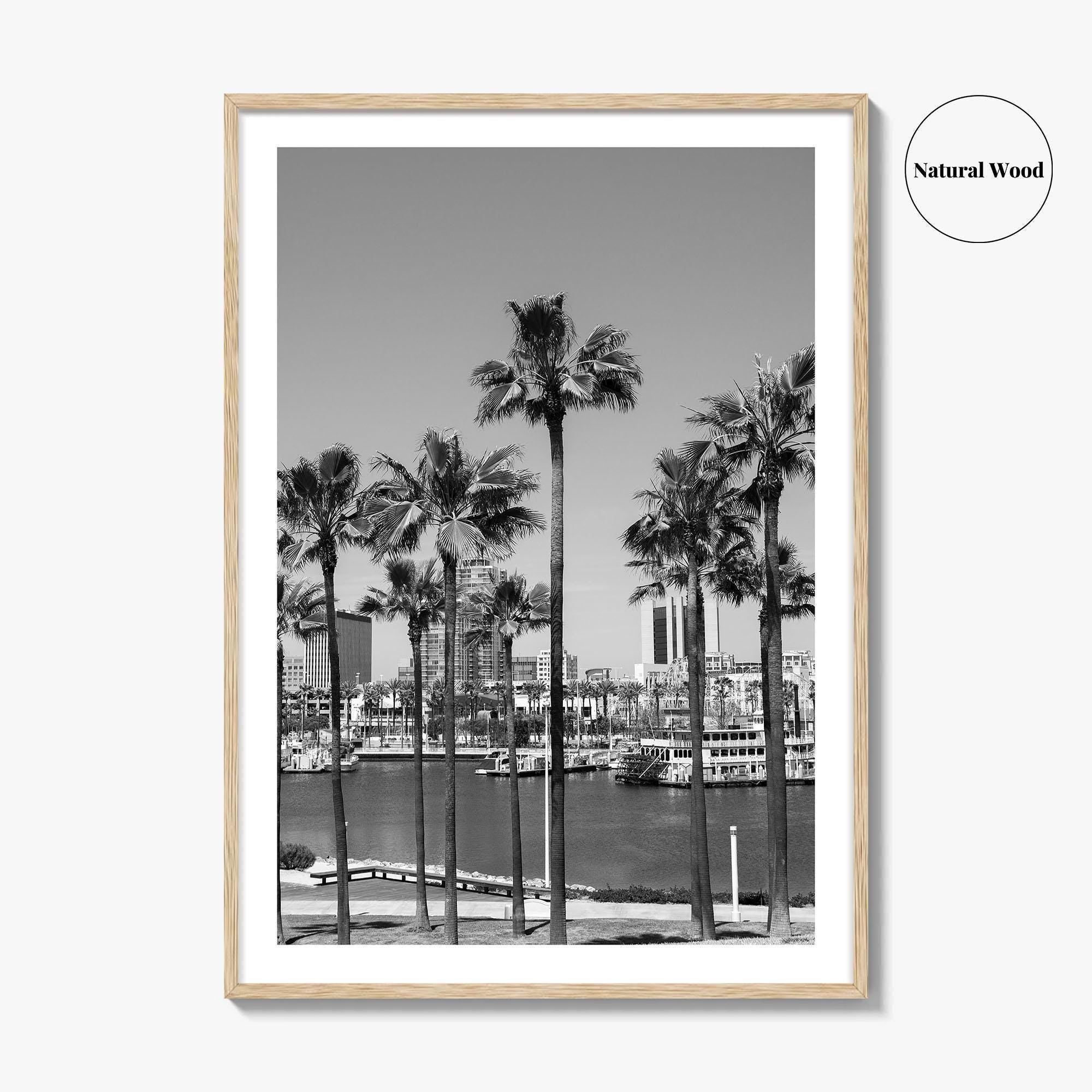 Long Beach Skyline Black and White Fine Art Photo Print, California Poster