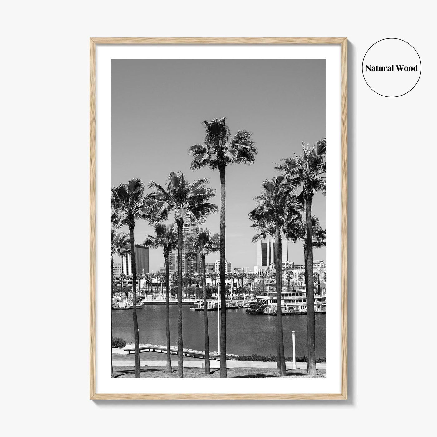 Long Beach Skyline Black and White Fine Art Photo Print, California Poster