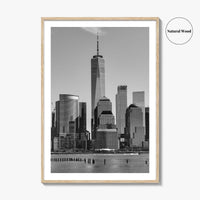 Lower Manhattan Skyline Black and White Fine Art Photo Print, NYC Hudson River Poster