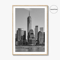 Lower Manhattan Skyline Black and White Fine Art Photo Print, NYC Hudson River Poster