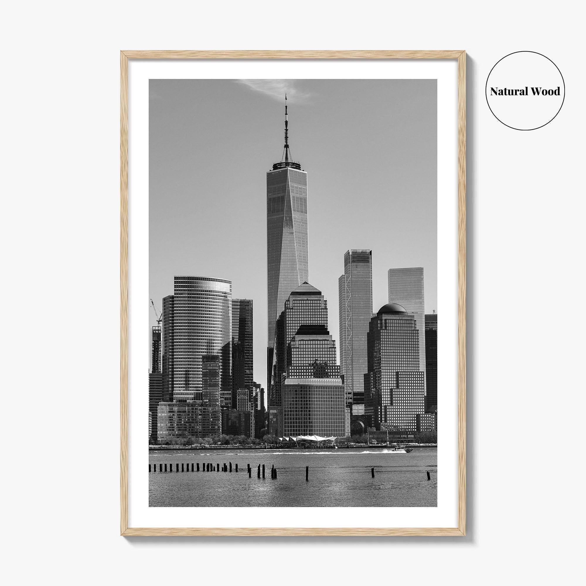 Lower Manhattan Skyline Black and White Fine Art Photo Print, NYC Hudson River Poster