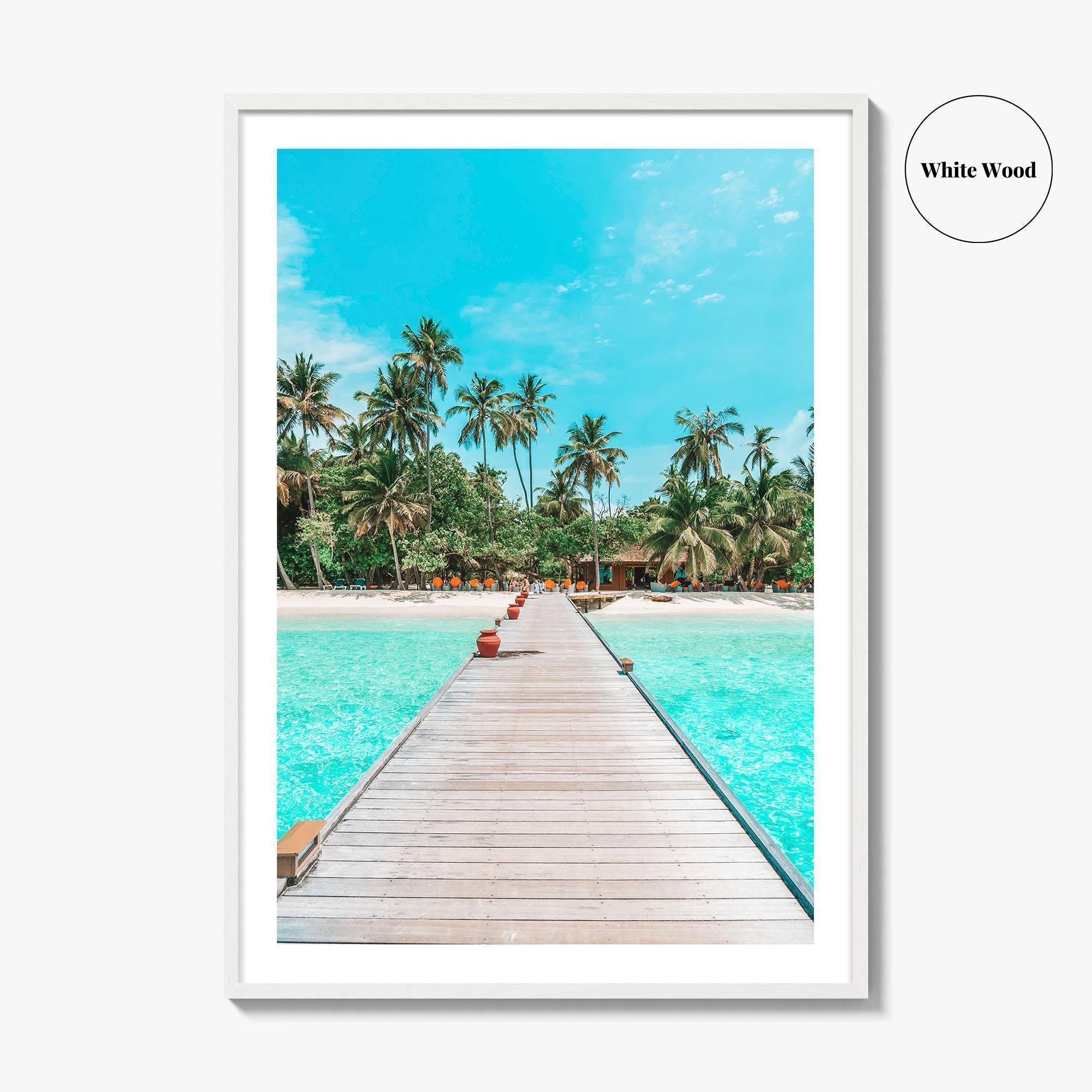 Maldives Fine Art Photo Print, Tropical Beach Island, Coconut Palm Poster