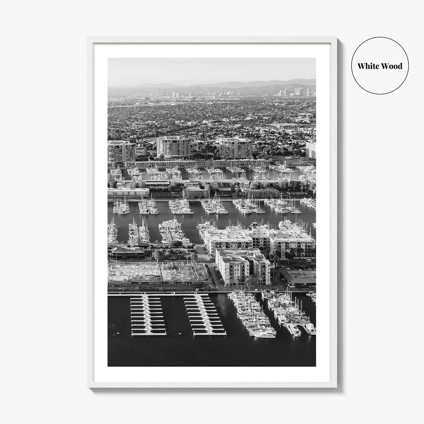 Marina Del Rey Black and White Fine Art Photo Print, Los Angeles California Poster