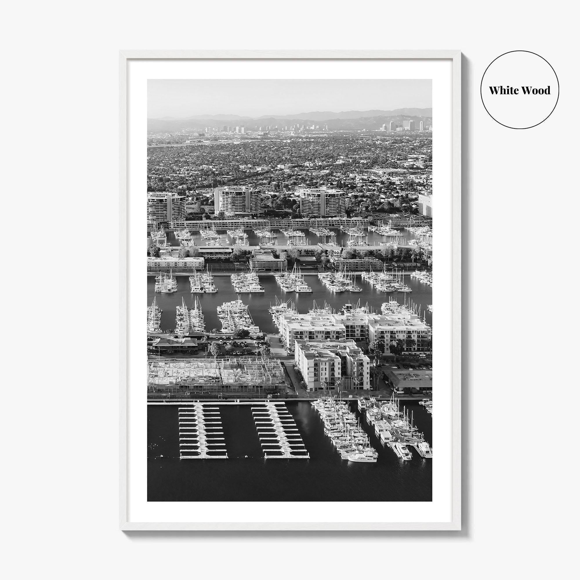 Marina Del Rey Black and White Fine Art Photo Print, Los Angeles California Poster